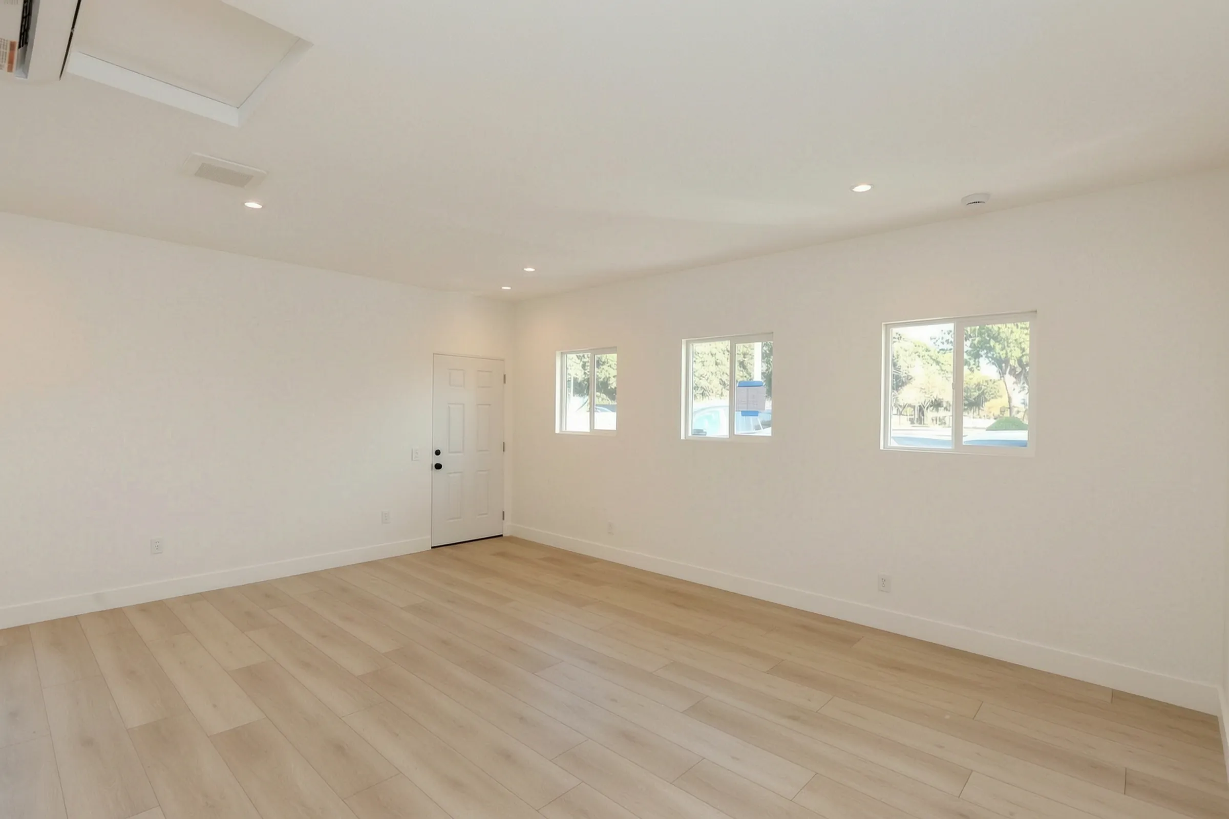 The open living room of a garage-conversion ADU in Brea, built by Avorino