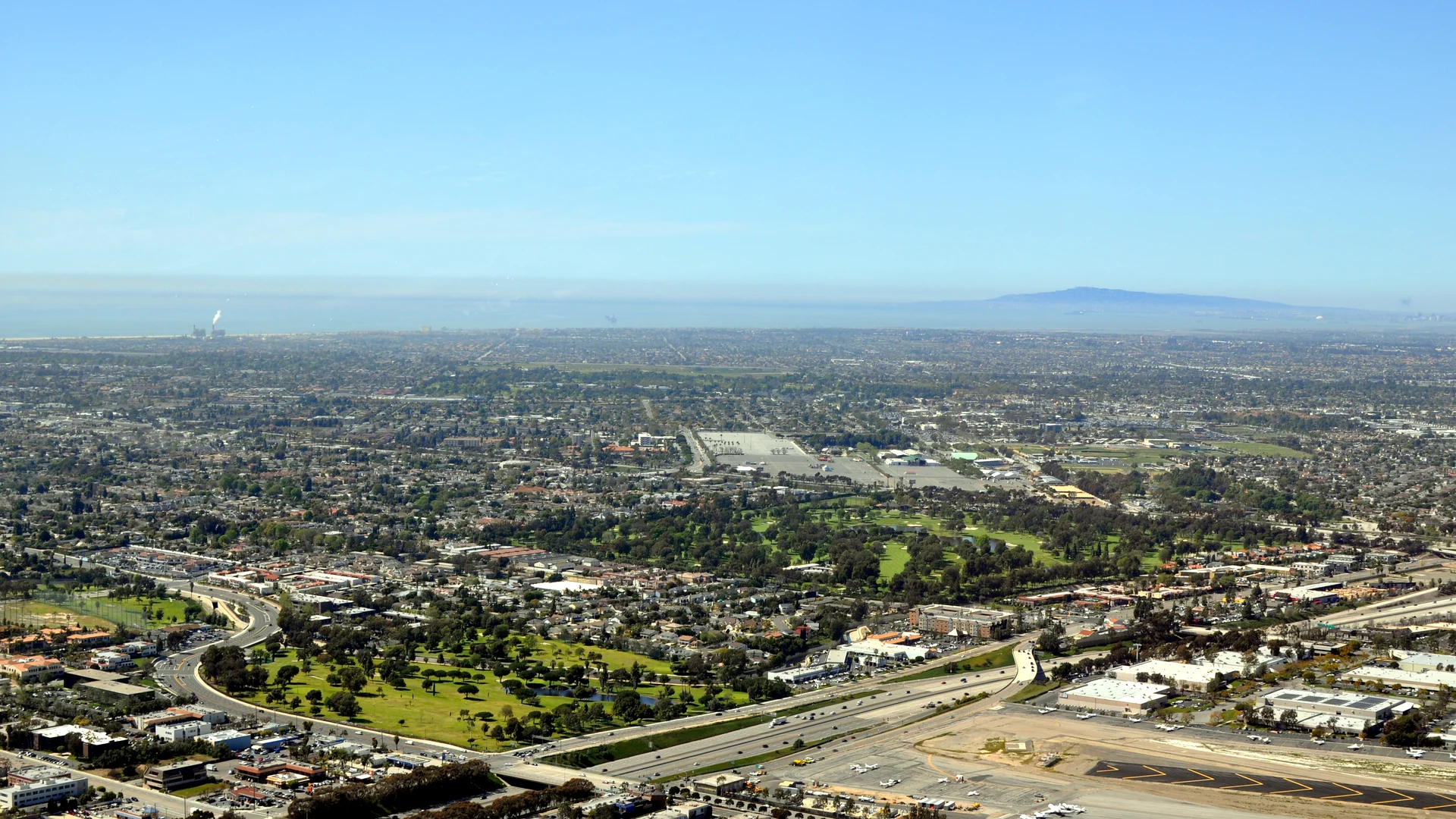 Costa Mesa from the air, looking toward the coast — Costa Mesa, Orange County