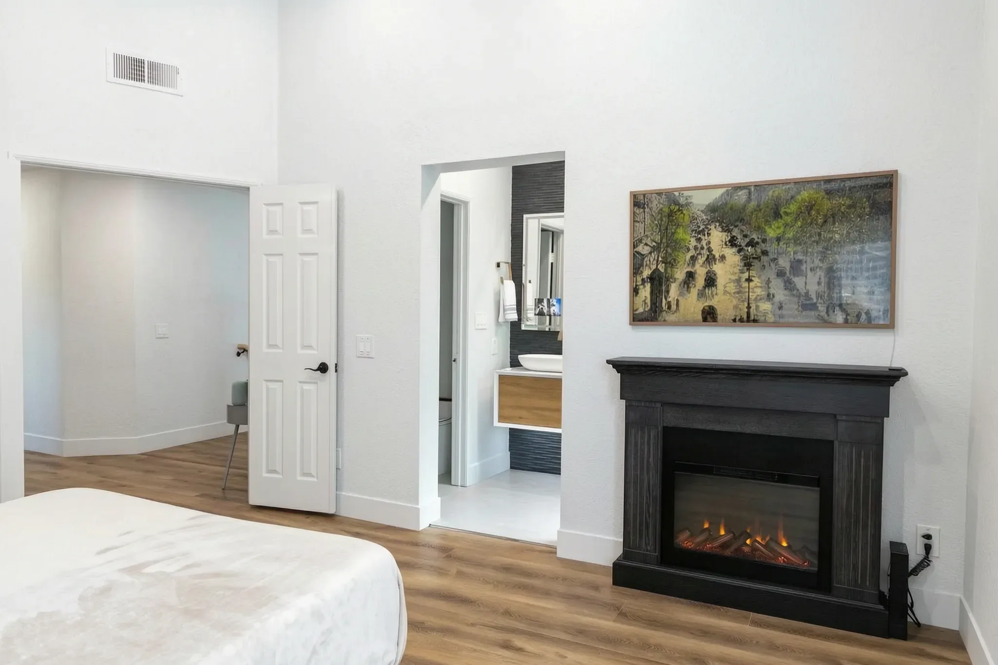 Whole-home remodel — bedroom with fireplace, Orange, Avorino