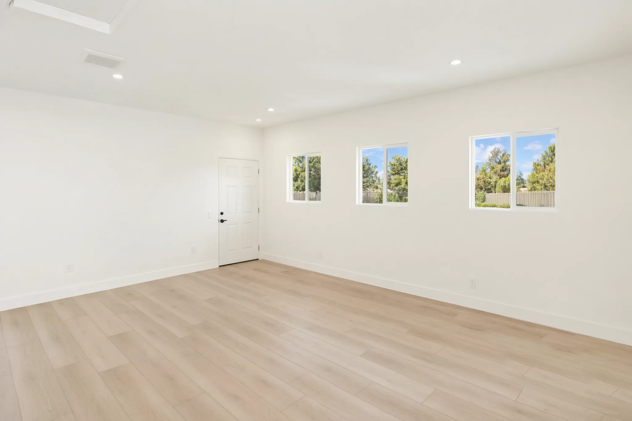 Garage conversion ADU — main room toward the entry, Brea, Avorino