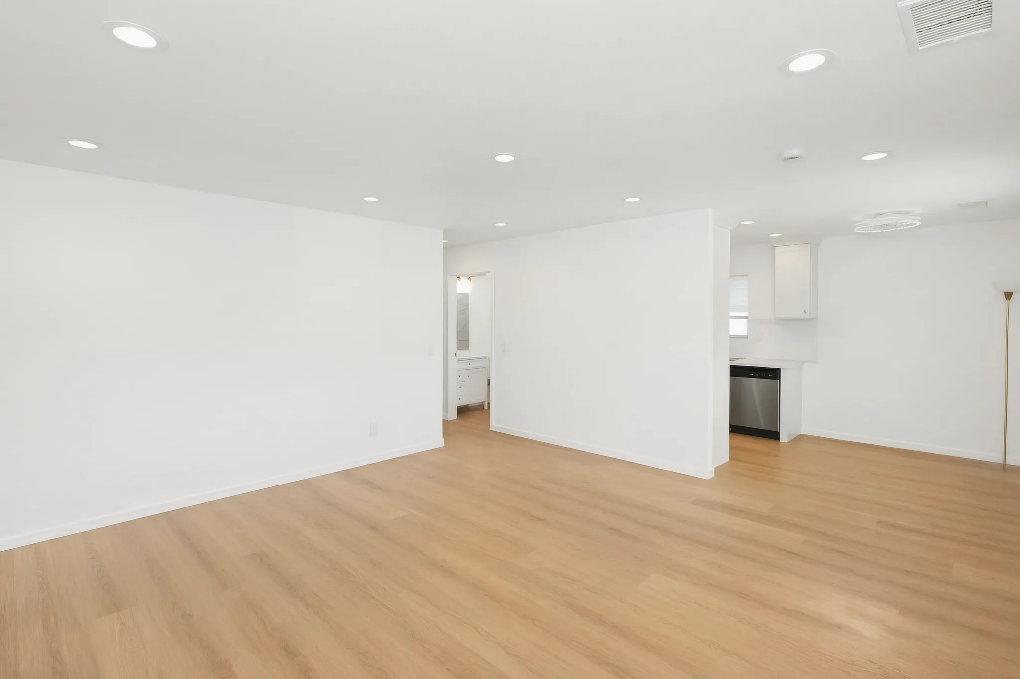 Detached ADU — living room toward the kitchen, Buena Park, Avorino