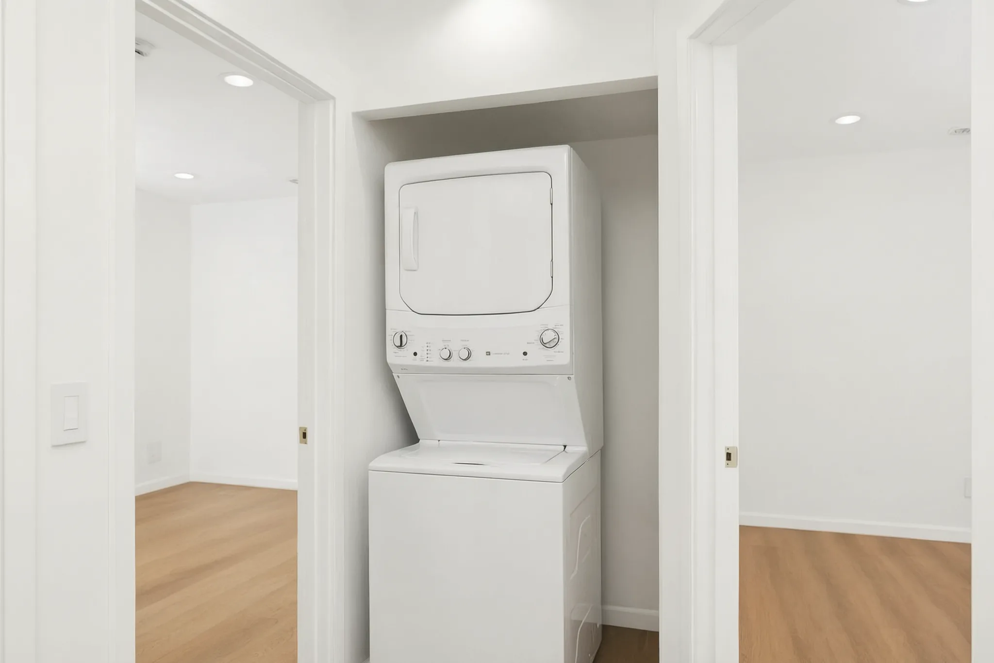 Detached ADU — stacked laundry closet off the hall, Buena Park, Avorino
