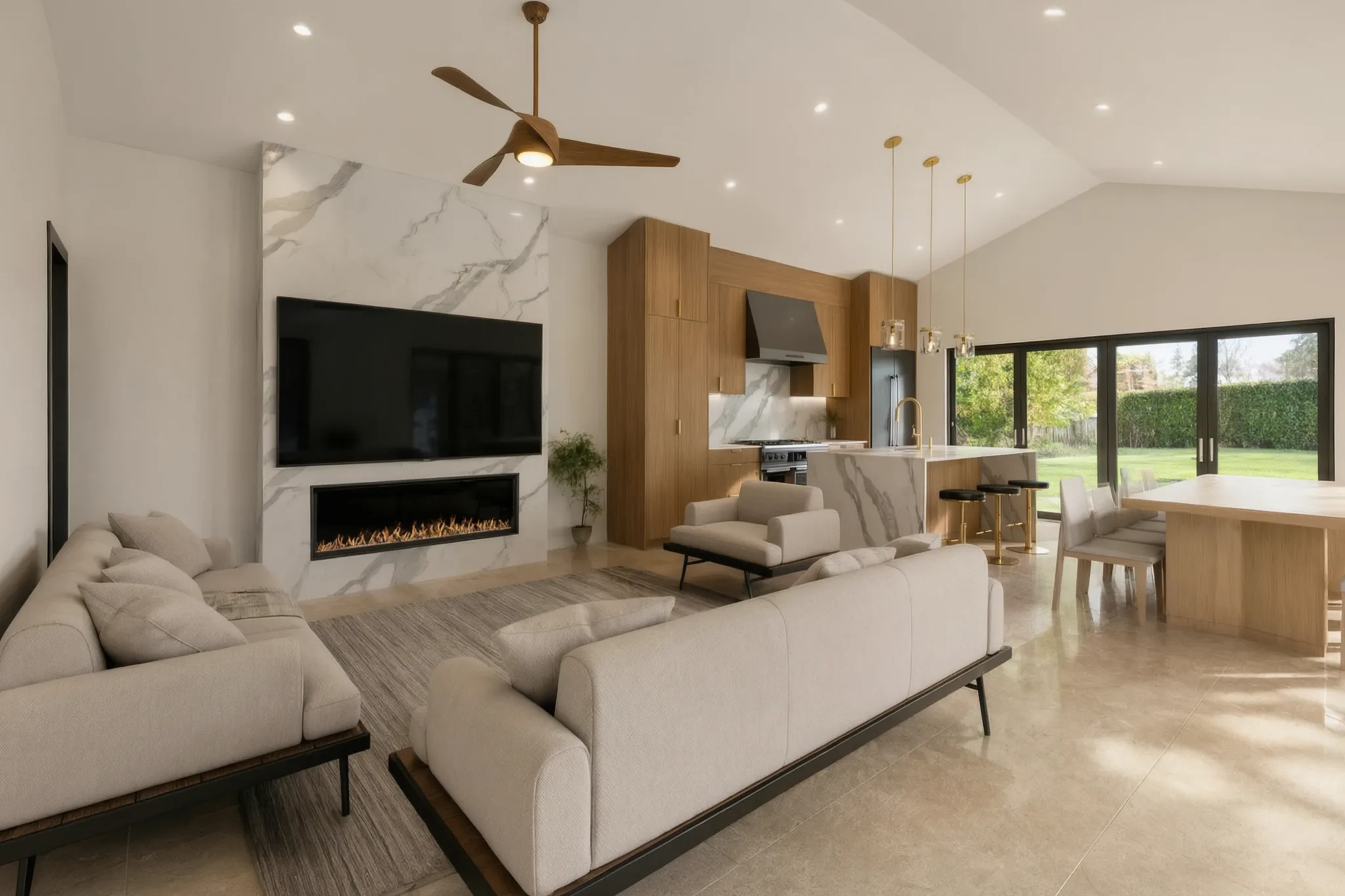 Pool house living and great room, San Juan Capistrano, Avorino