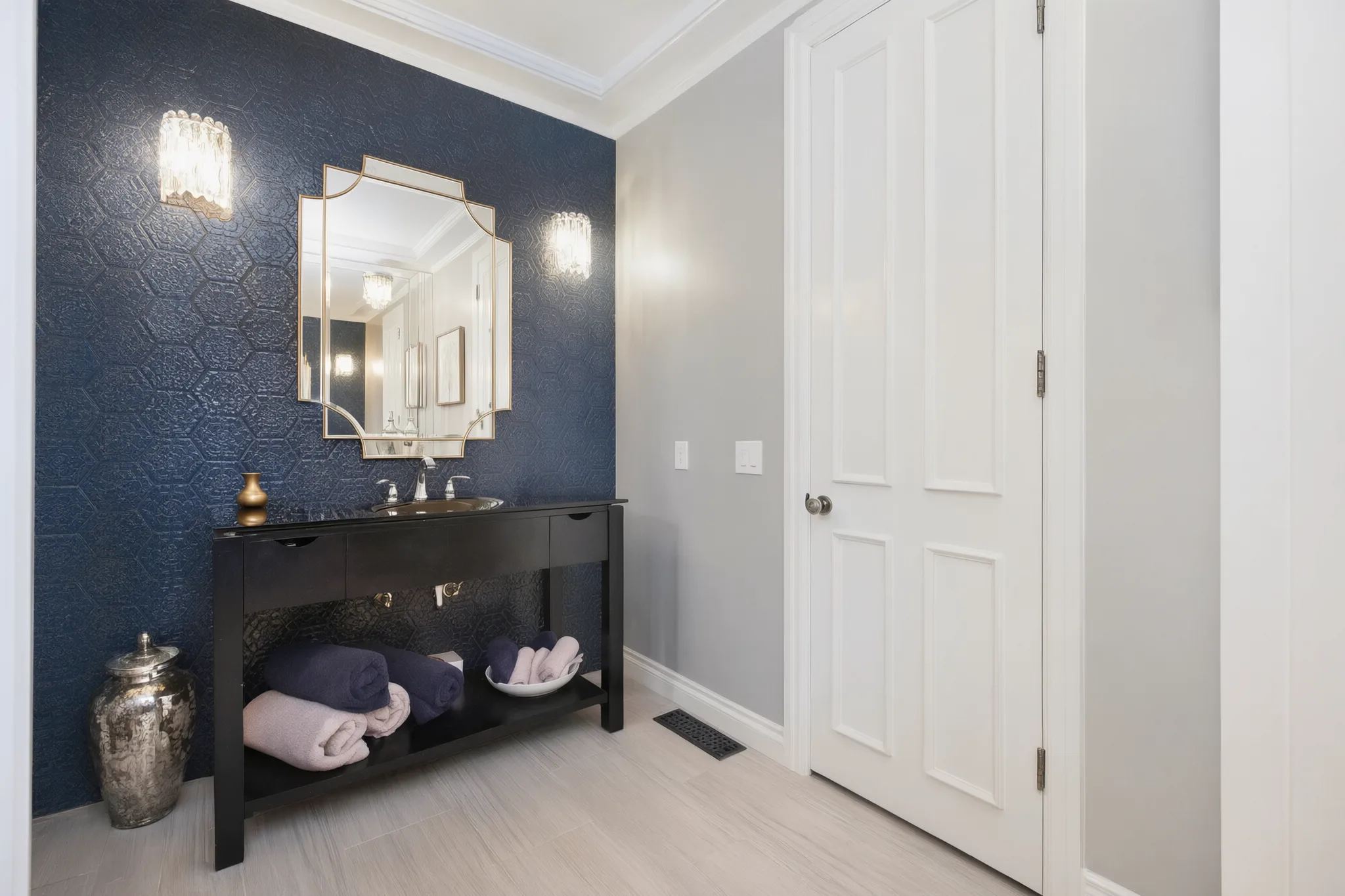 Primary bath remodel — vanity and dressing corridor, Mission Viejo, Avorino
