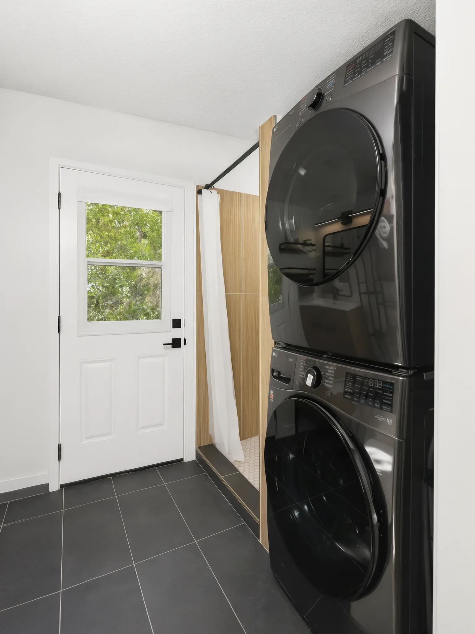 Two-story detached ADU — stacked washer and dryer, Santa Ana Hills, Avorino