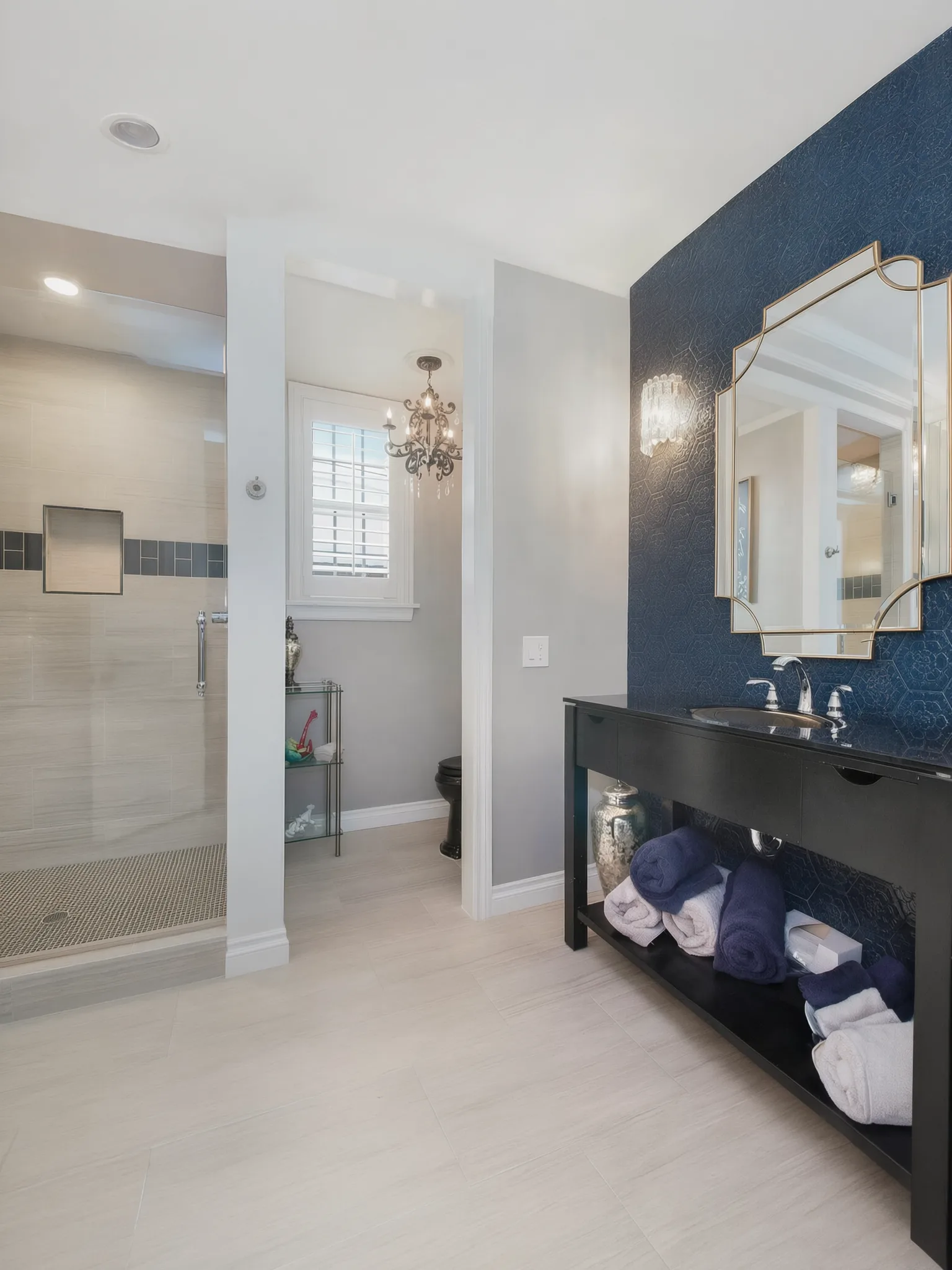 Primary bath remodel — walk-in shower and vanity, Mission Viejo, Avorino