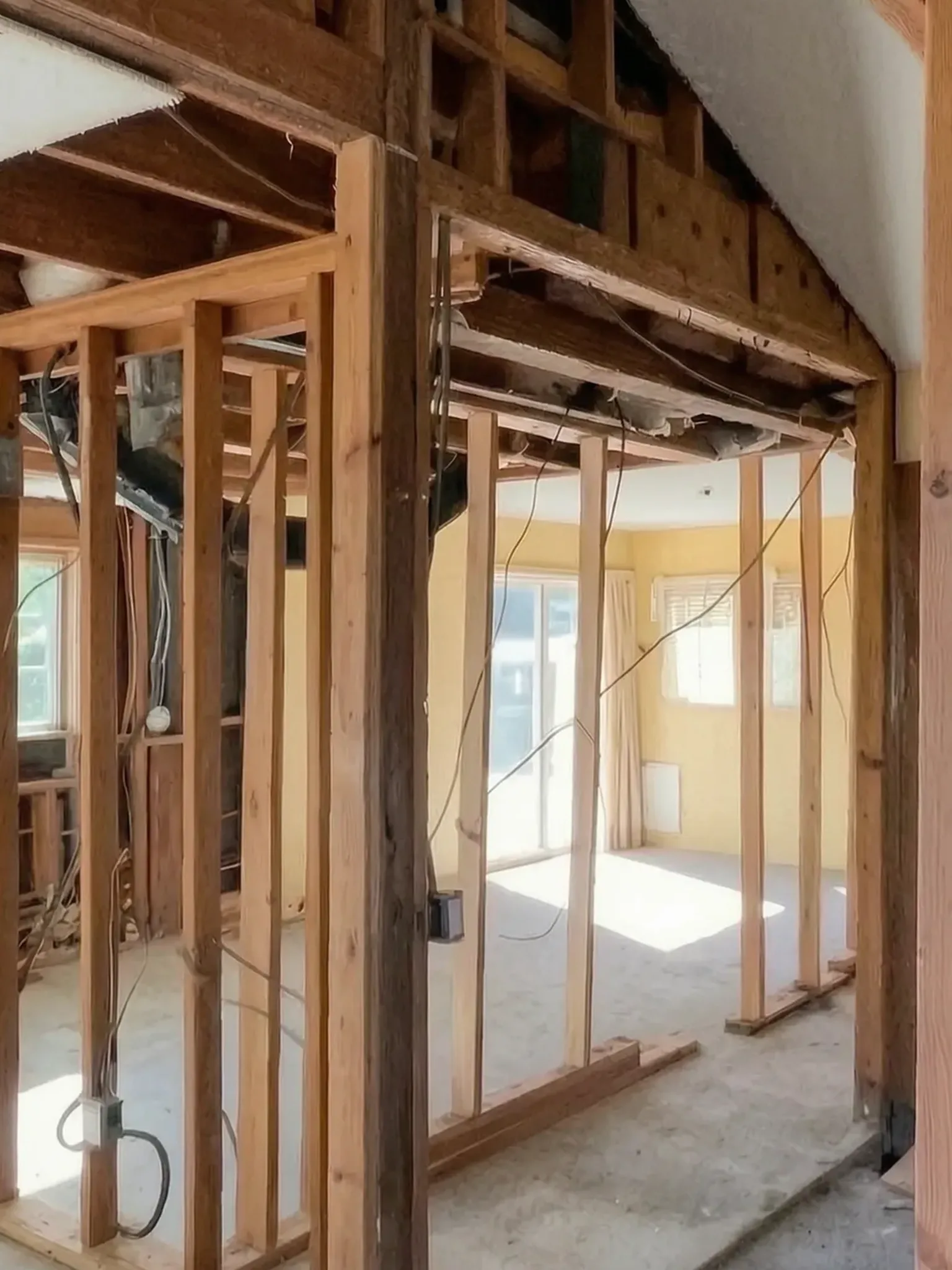 New beams and posts during a whole-home remodel in Laguna Niguel, built by Avorino