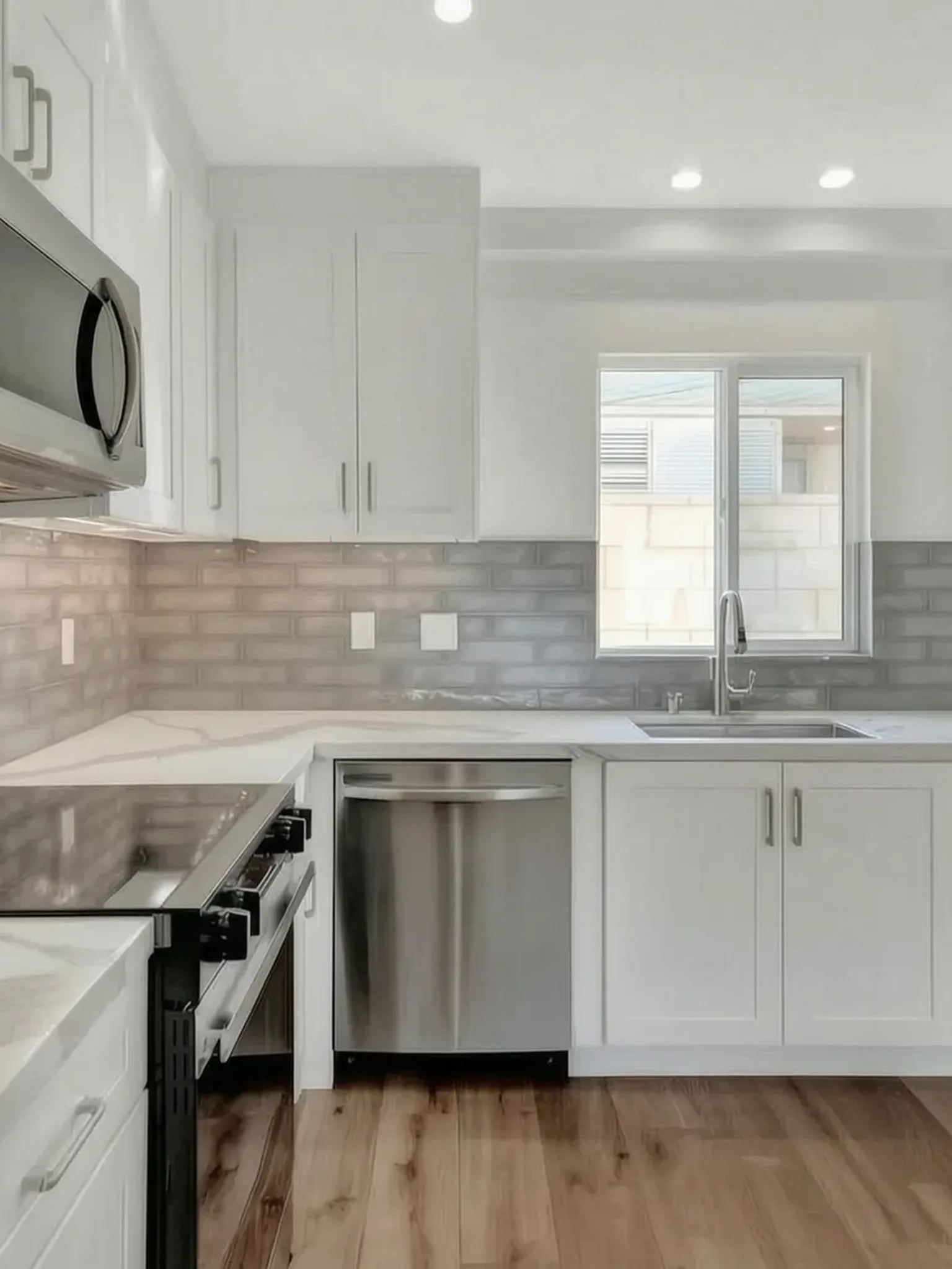 The finished kitchen of the Santa Ana new construction, built by Avorino
