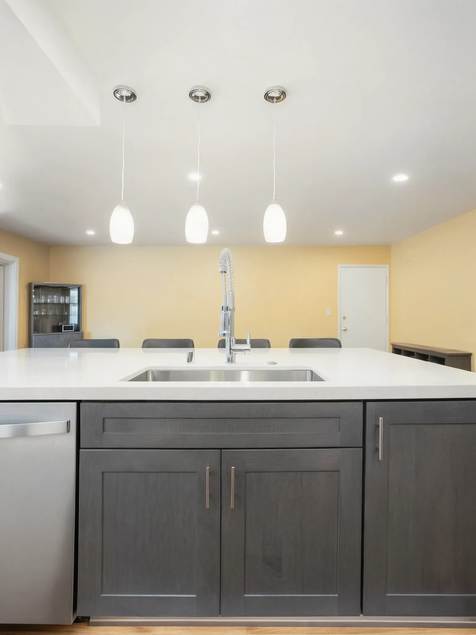 Open-concept kitchen remodel — island detail, Orange, Avorino