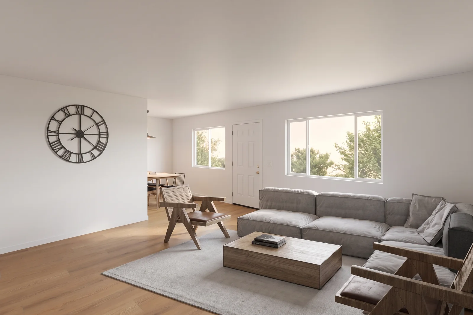 Living room as rendered by Avorino before construction — Detached ADU, Buena Park