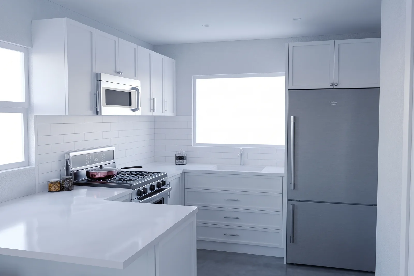 Kitchen as rendered by Avorino before construction — Attached ADU, Orange
