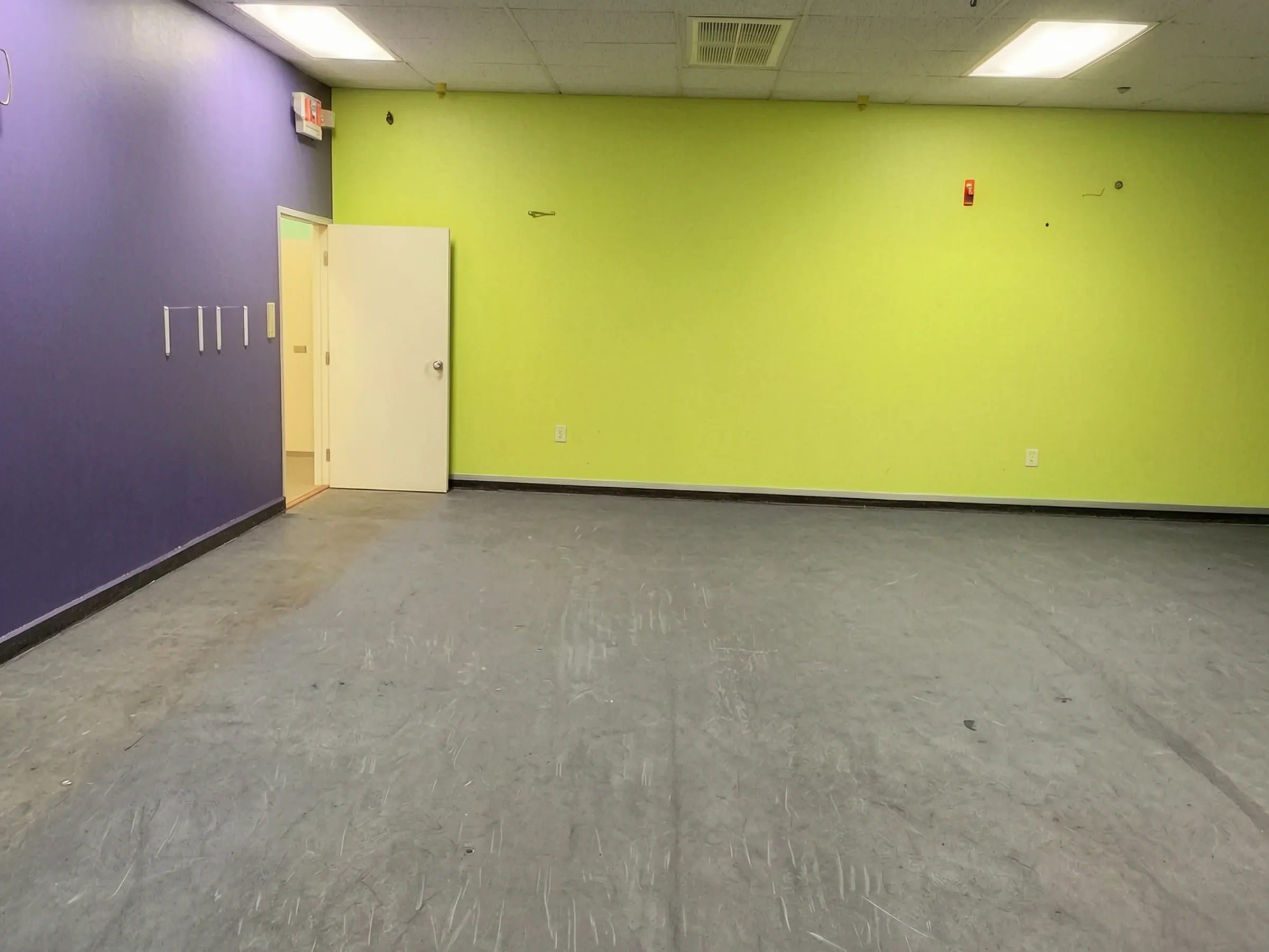The previous tenant's rooms and finishes, marked for demolition. N10 Dance Studio, Tustin, built by Avorino.