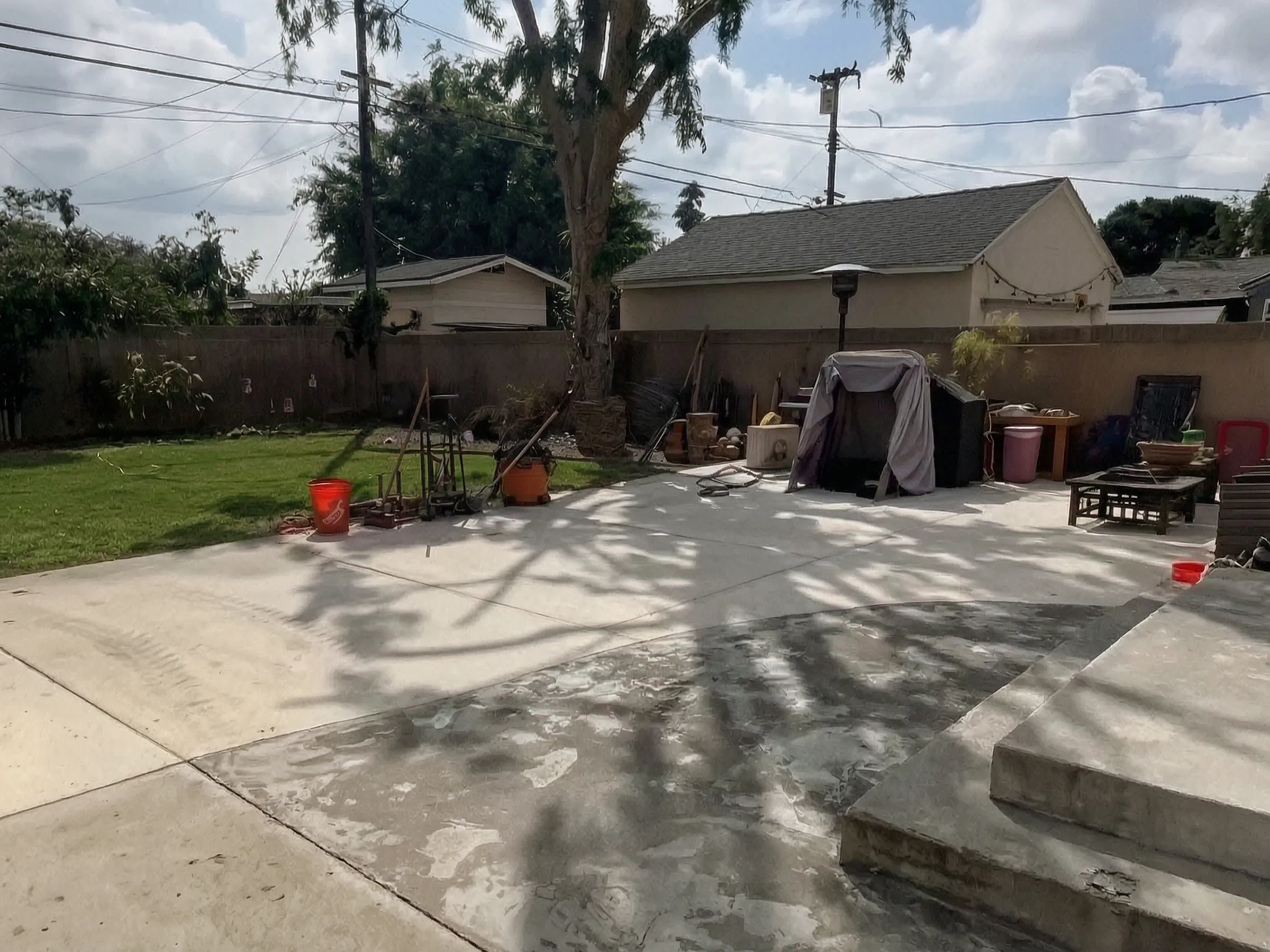 The backyard before. Detached ADU, Garden Grove, designed and built by Avorino.