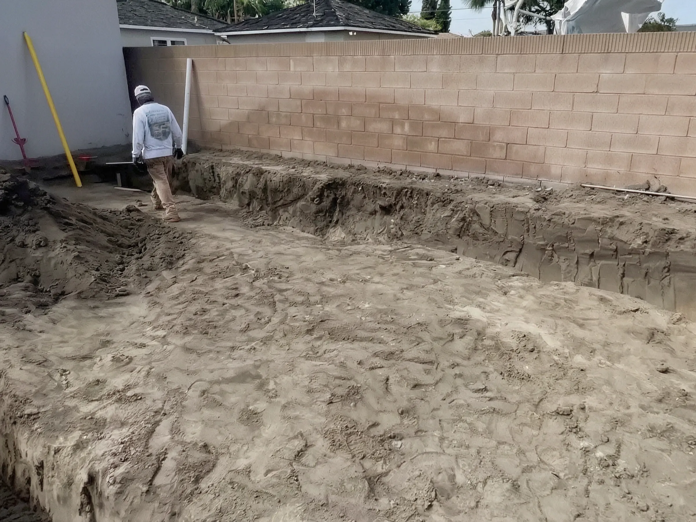 The excavation. Detached ADU, Garden Grove, designed and built by Avorino.