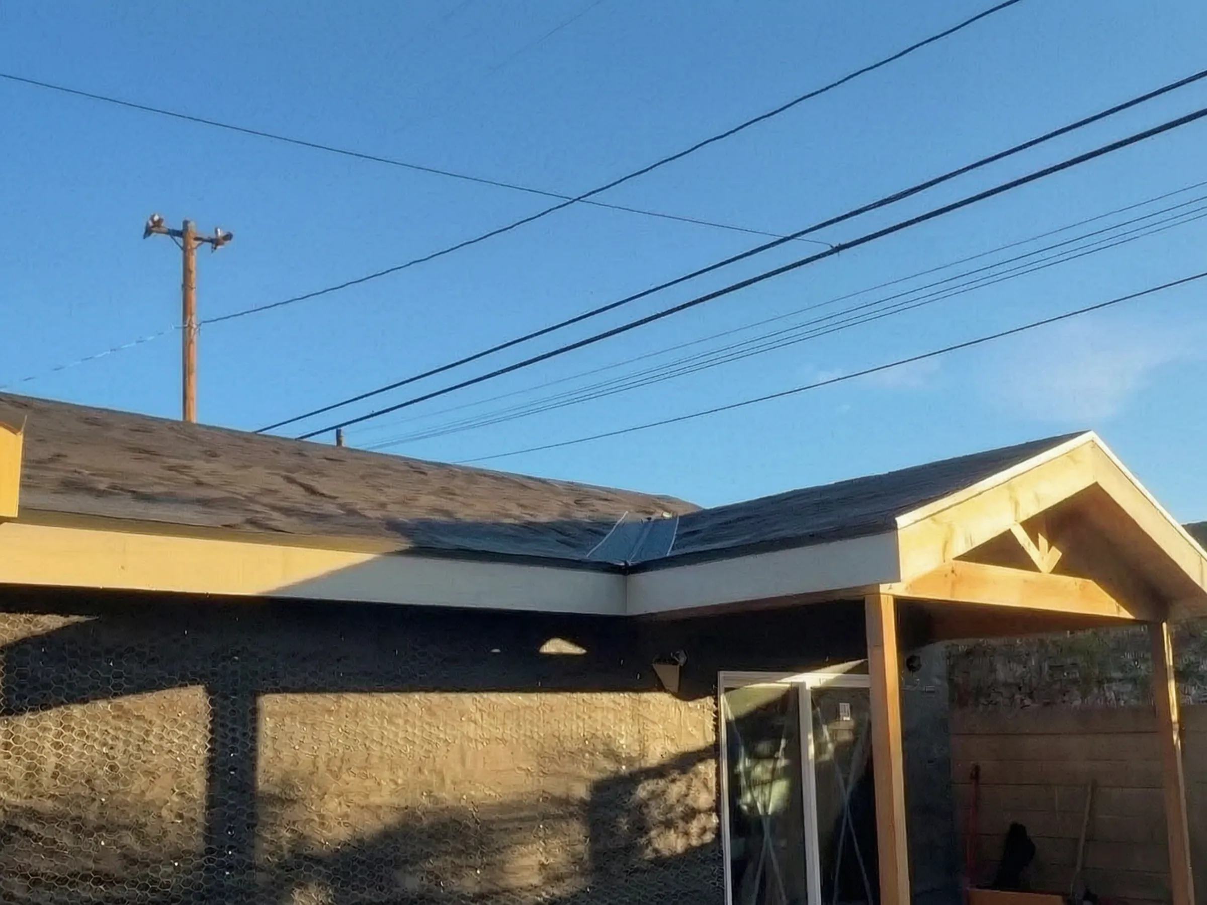 The roof on. Detached ADU, Garden Grove, designed and built by Avorino.