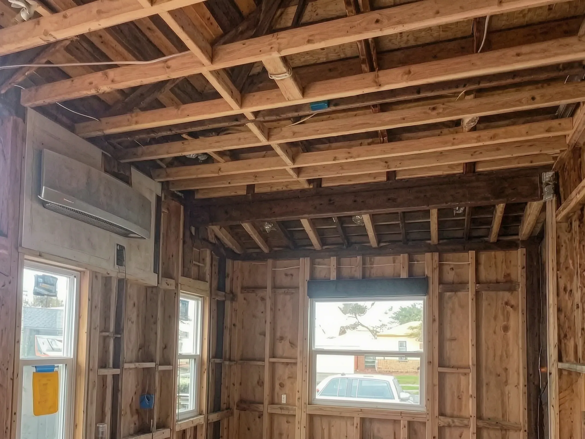 The walls framed out. Garage-to-ADU conversion, La Habra, built by Avorino.