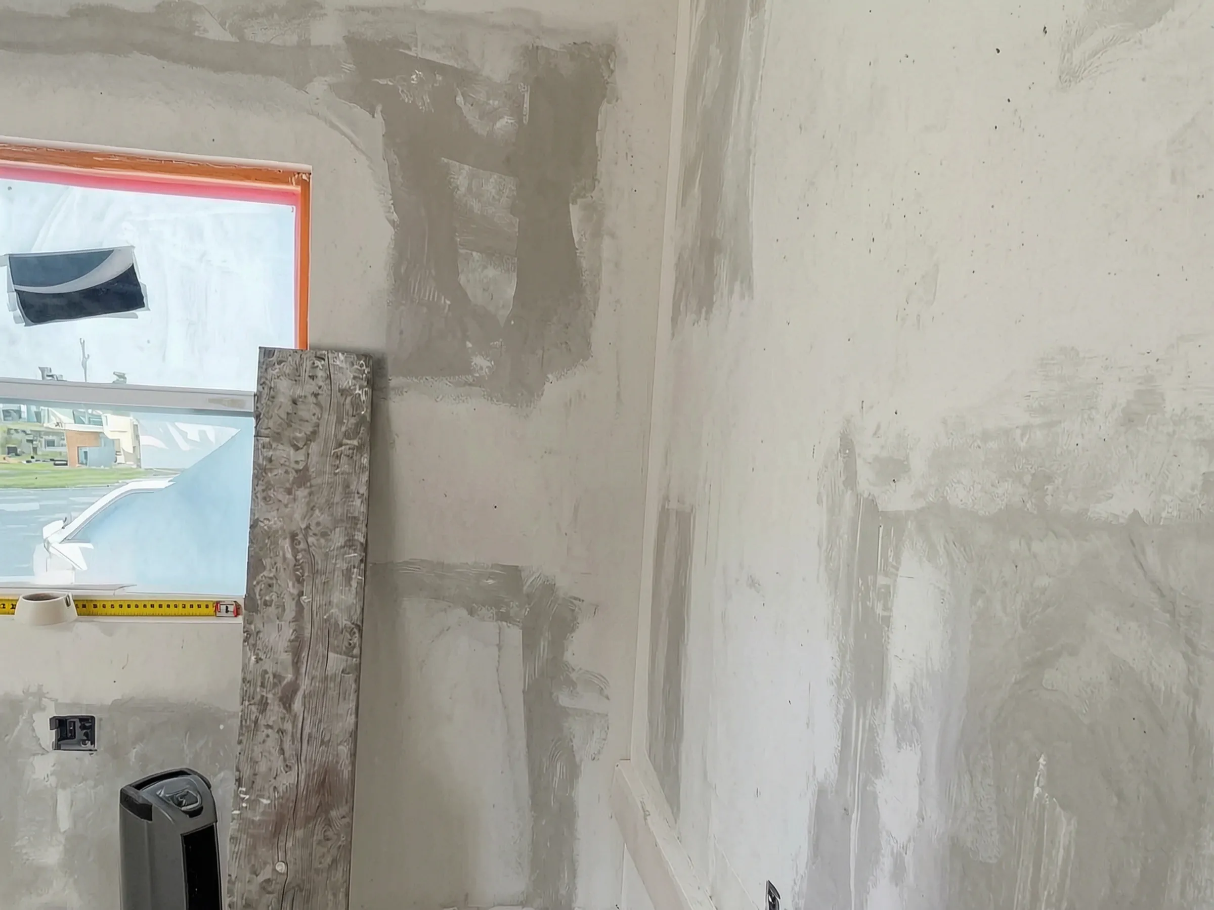 Drywall up and taped inside. Garage-to-ADU conversion, La Habra, built by Avorino.