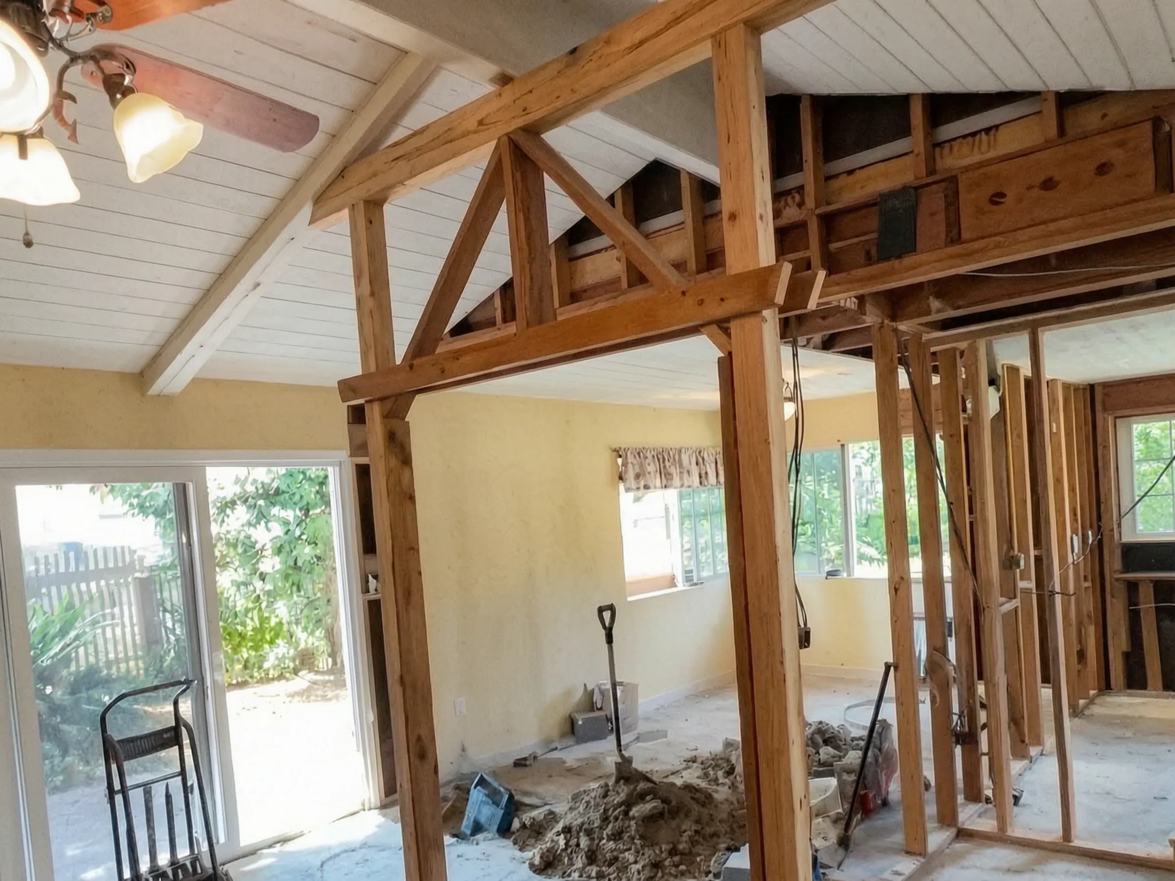 Walls opened up. Whole-home remodel, Laguna Niguel, built by Avorino.