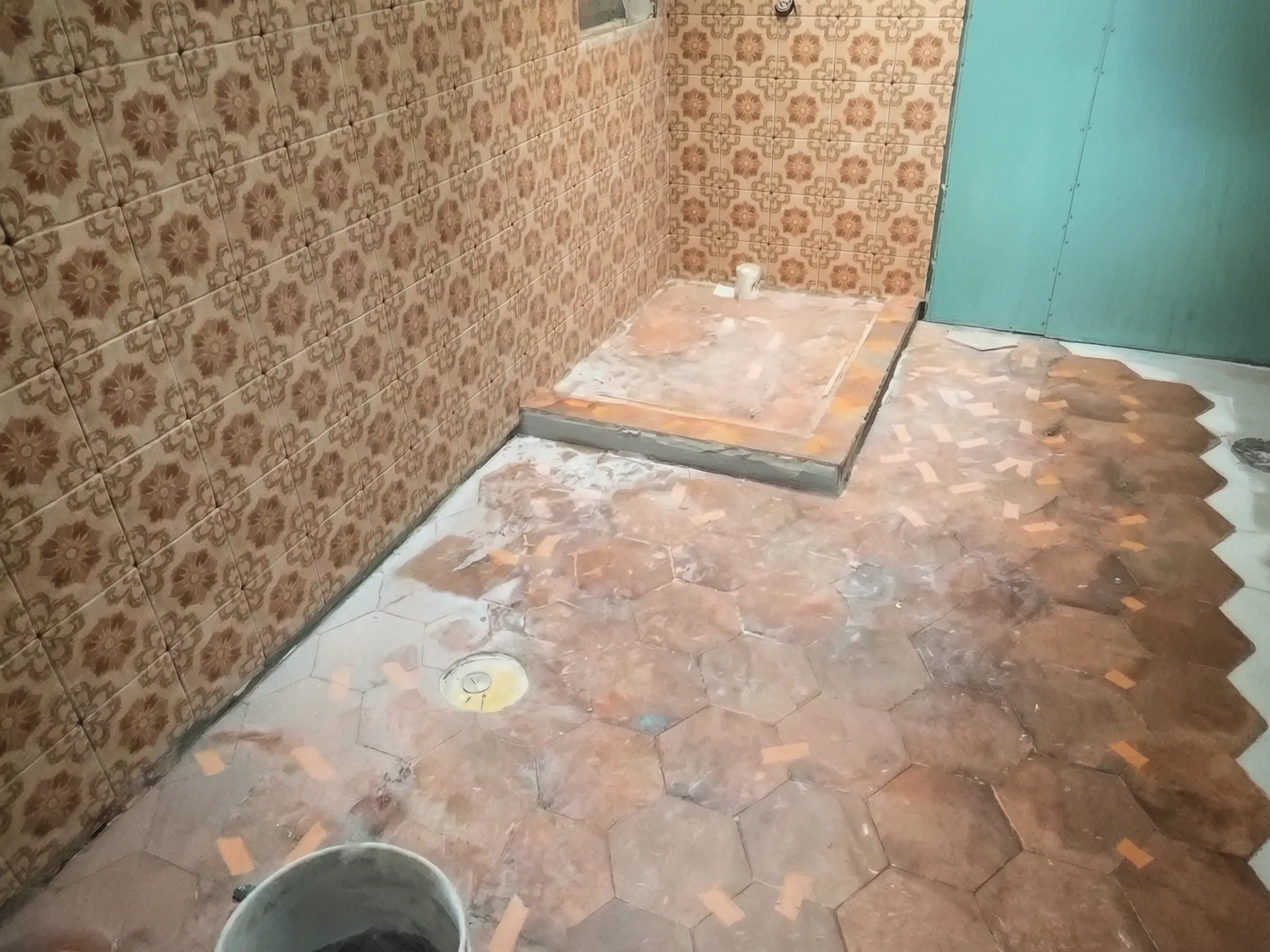 Tile work in progress. Whole-home remodel, Laguna Niguel, built by Avorino.