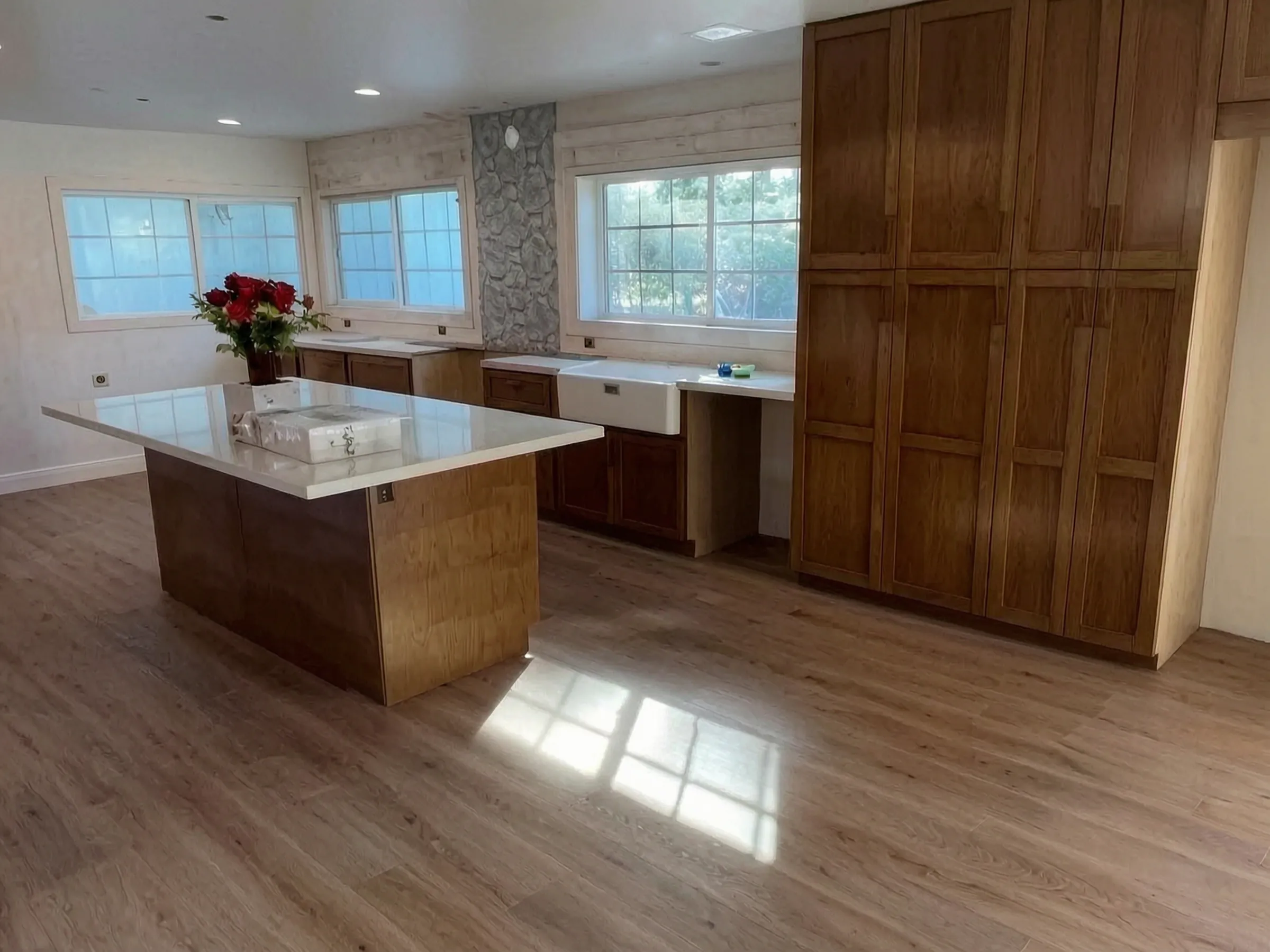 The finished open-plan kitchen. Whole-home remodel, Laguna Niguel, built by Avorino.